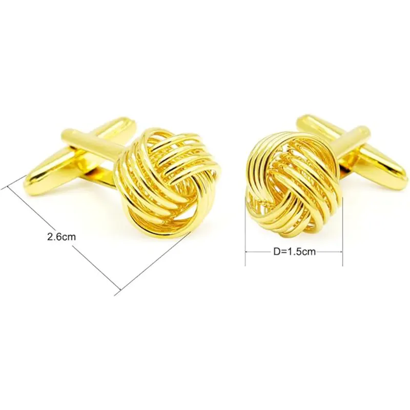 Knot Design Twist Mechanism Gold-tone Men's Fashion Cufflinks